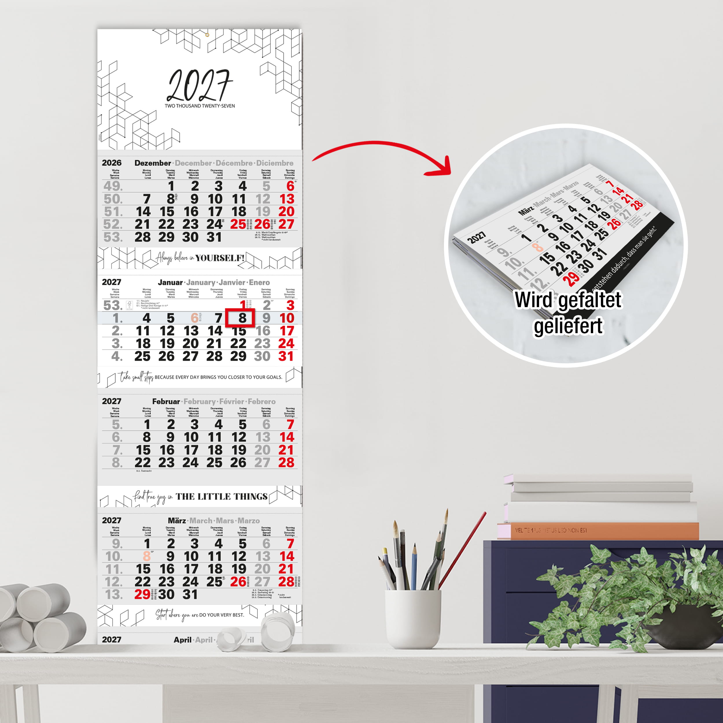 5-Monatskalender 2027 Block XL 33x115