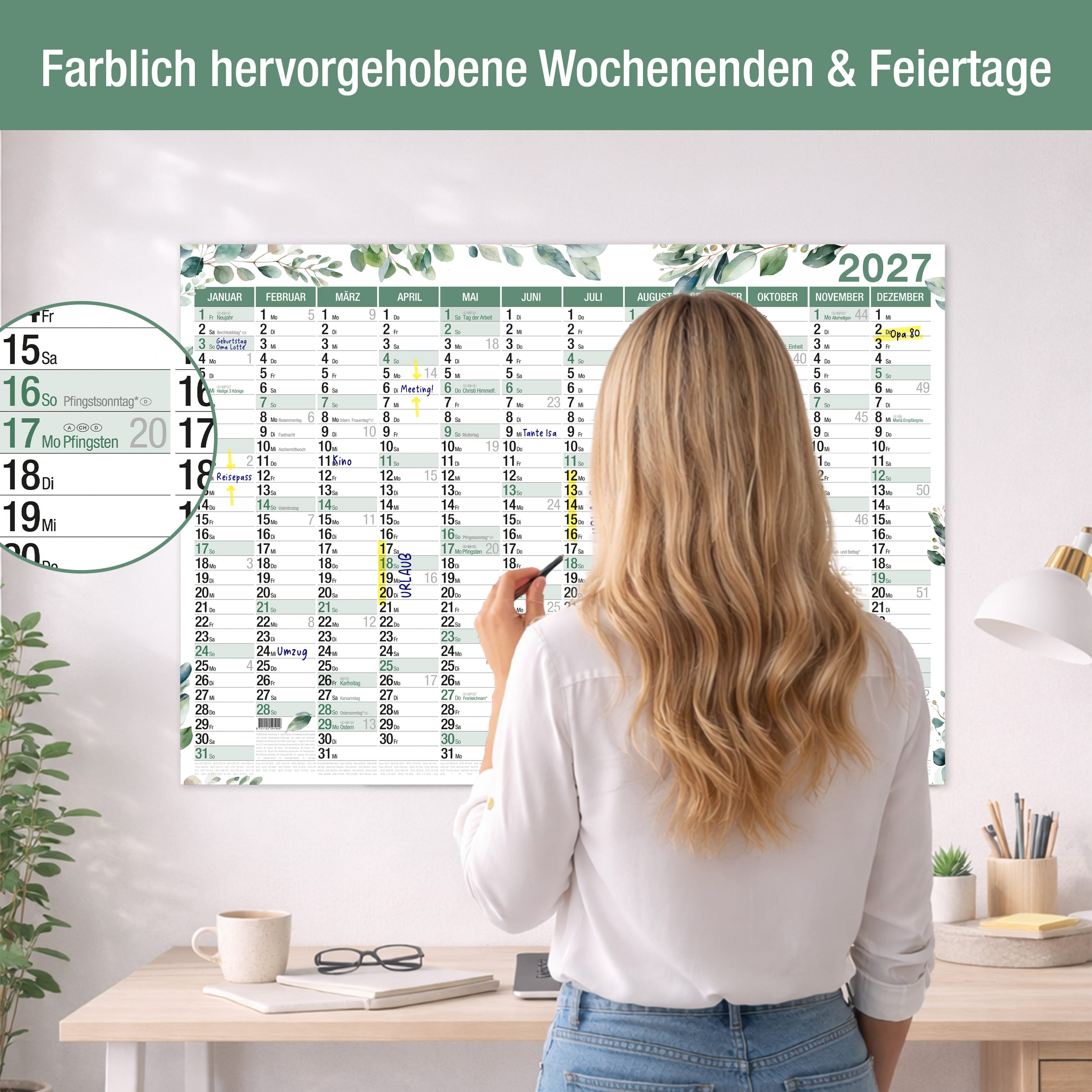 Wandkalender 2027 A1 Eukalyptus
