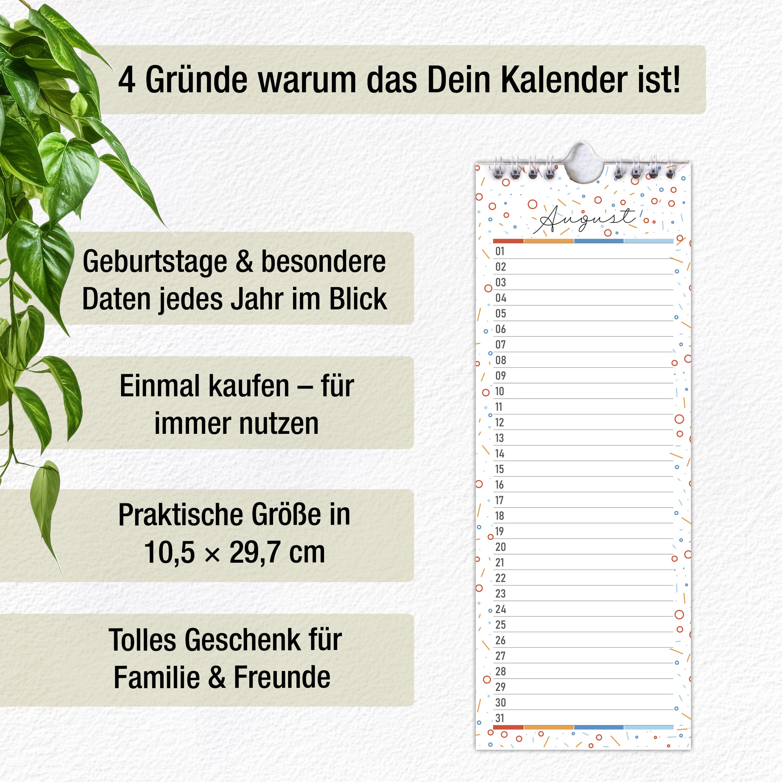 Geburtstagskalender Wire-O Bunt