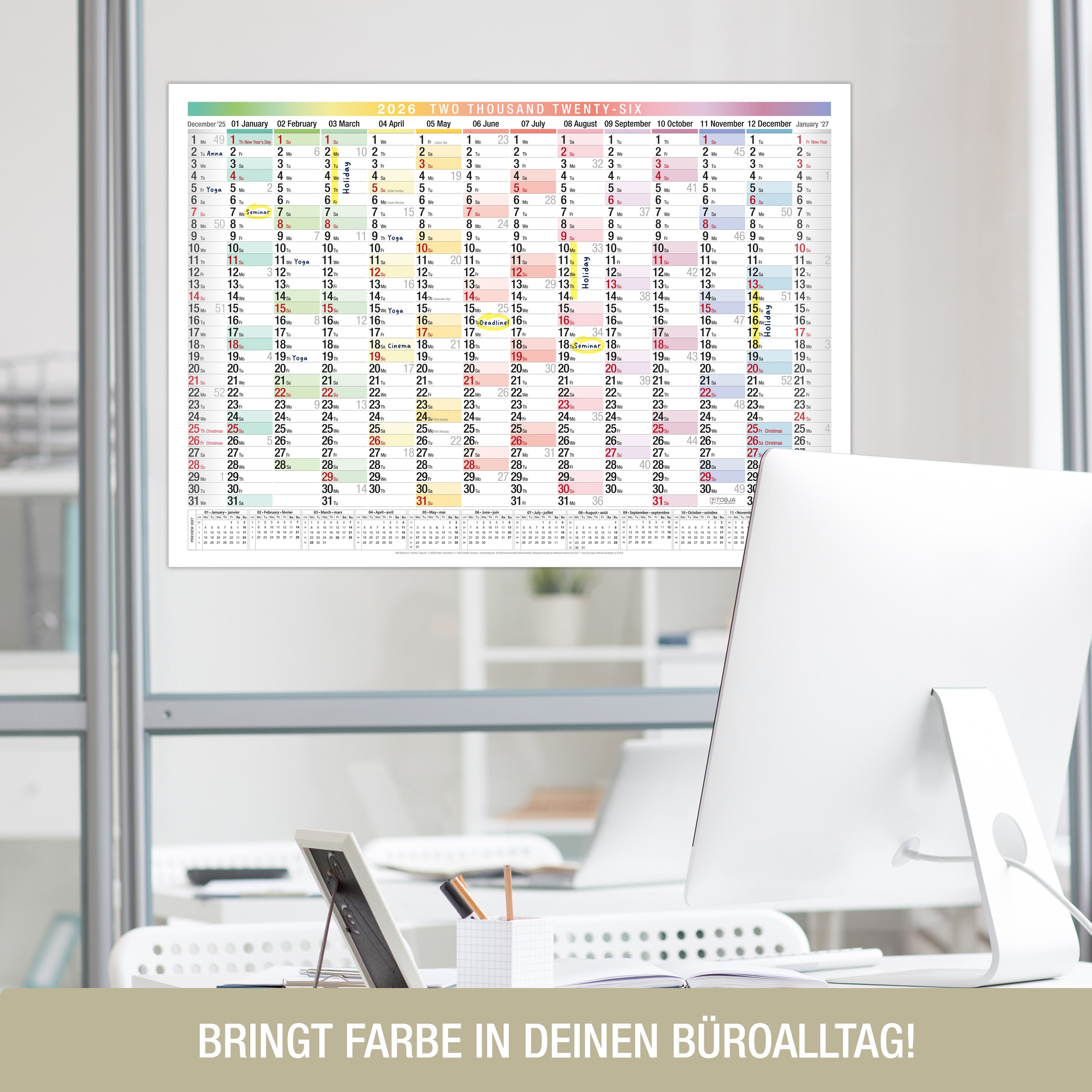 A2 Wandkalender 2026 EU Englisch