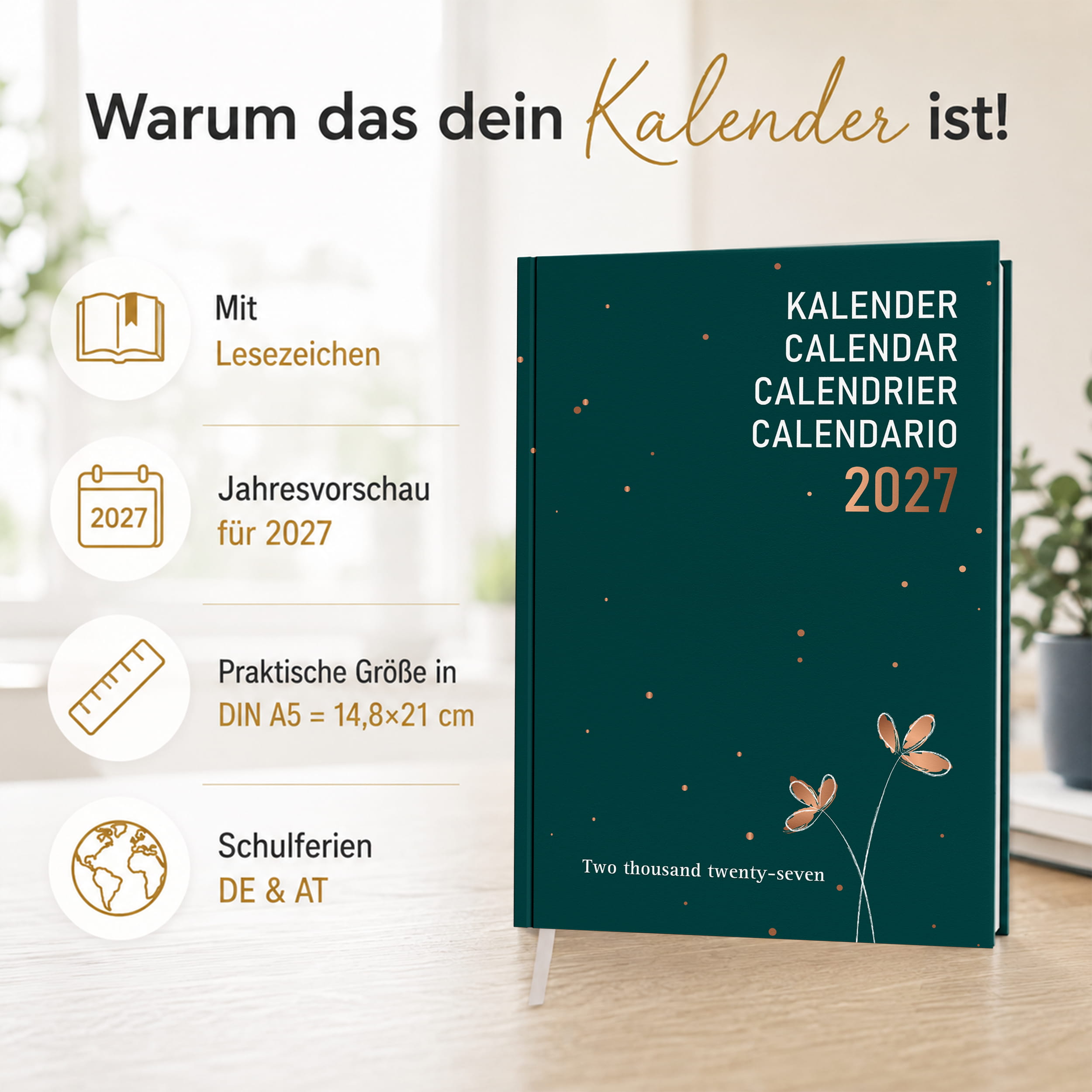 PlanWise Sage Buchkalender 2027 A5