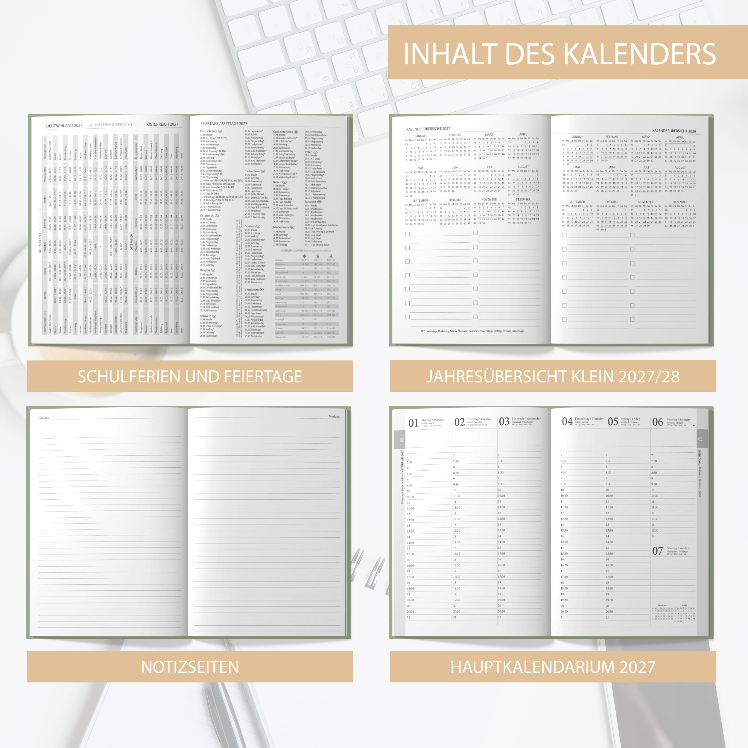 Buchkalender 2027 OptiPlaner Sage salbeigrün