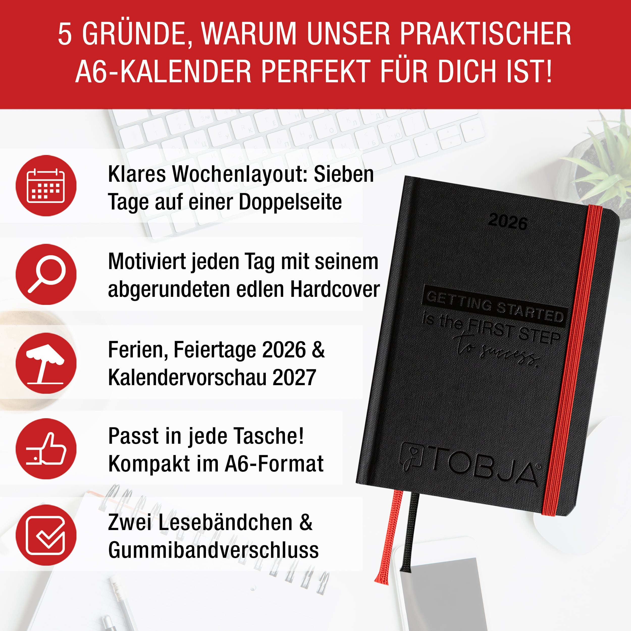 Taschenkalender 2026 A6 "Black Success"