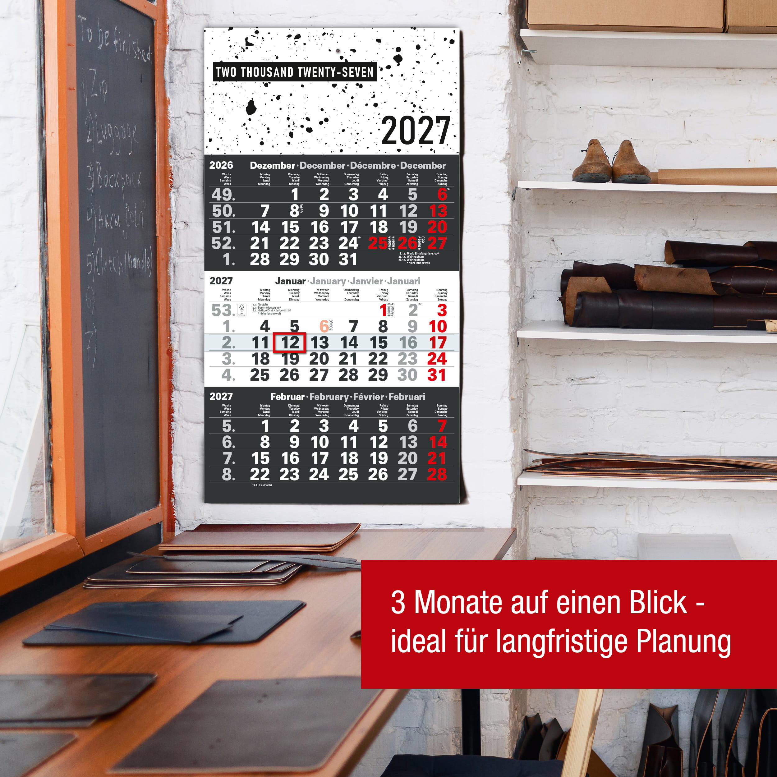3-Monatskalender 2027 Design Edition