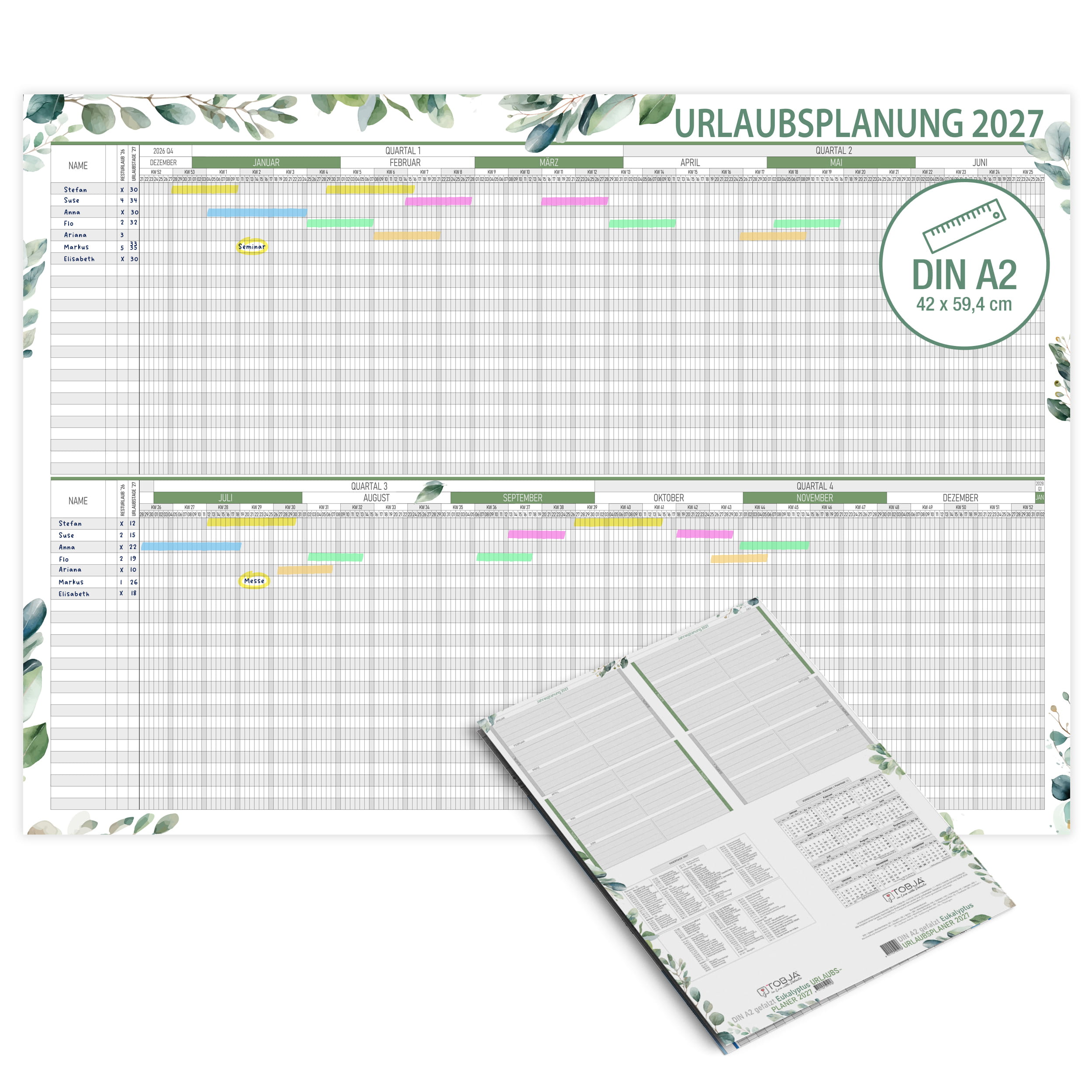 Urlaubsplaner 2027 Eukalyptus A2