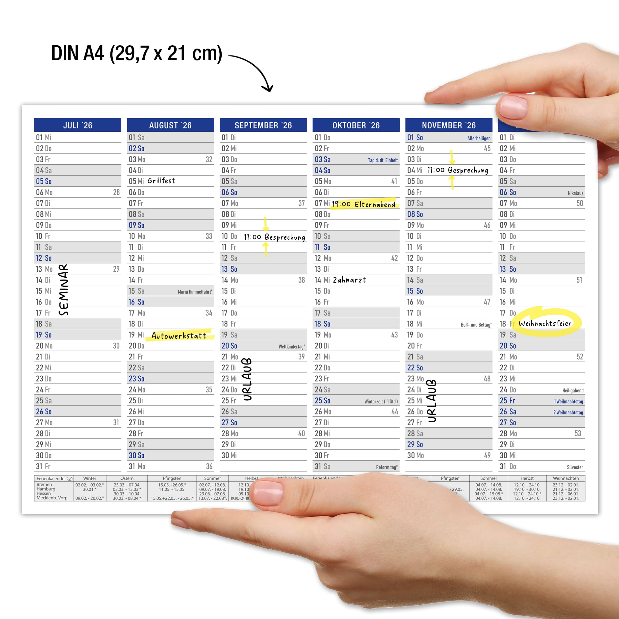 Tafelkalender 2026 "Blau"