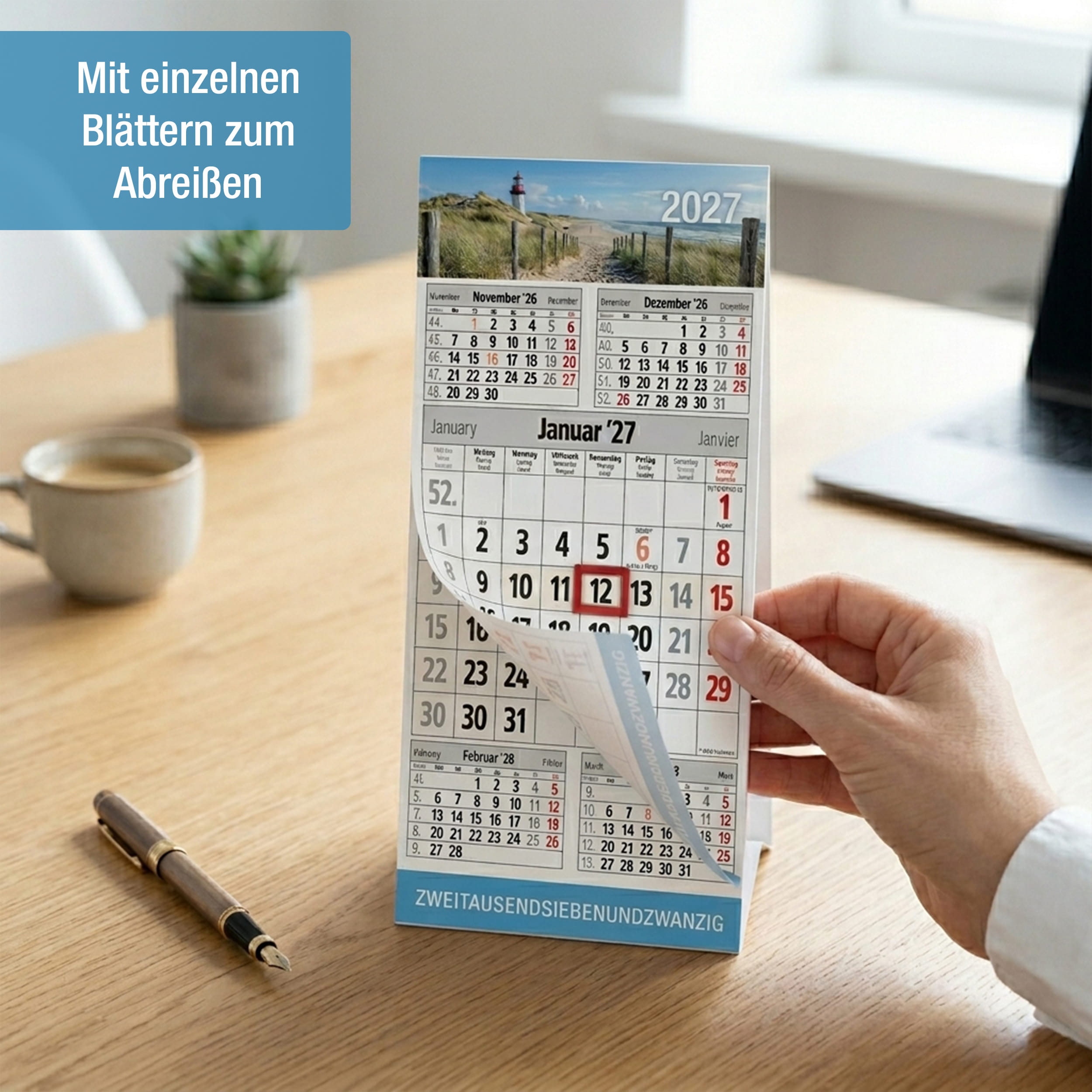 Tischkalender 2027 Leuchtturm Nordsee