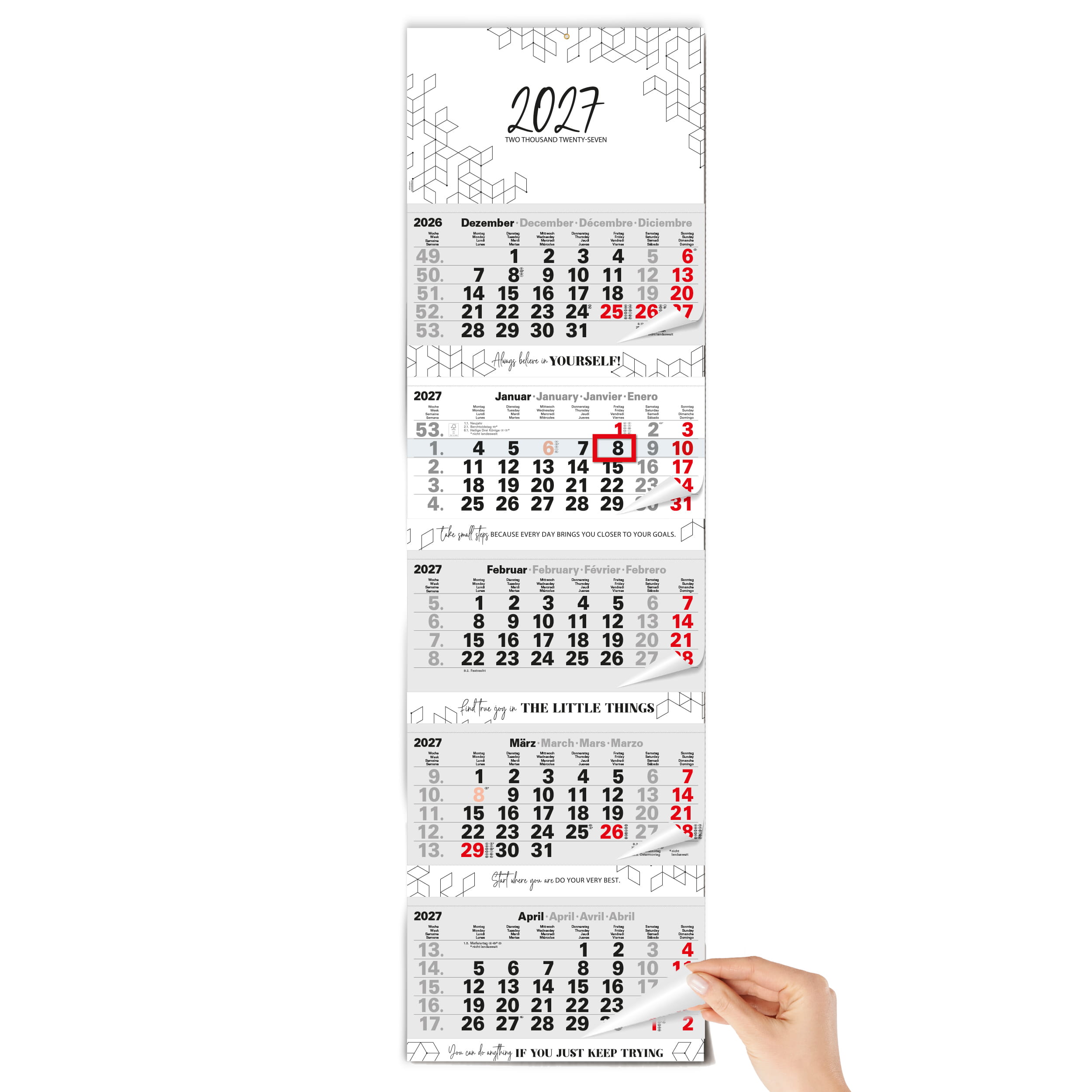 5-Monatskalender 2027 Block XL 33x115