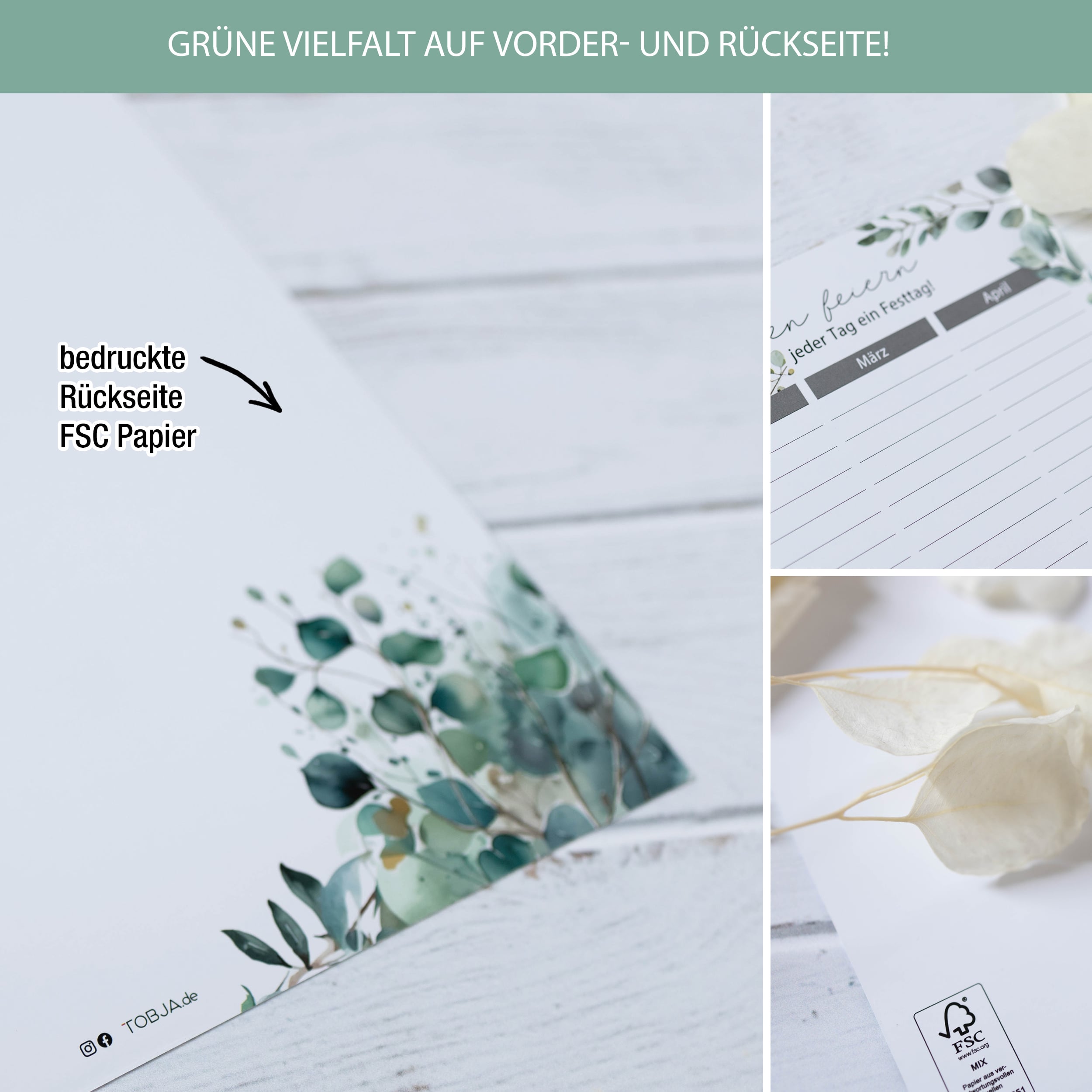 Geburtstagskalender A4 2er Set "Eukalyptus"