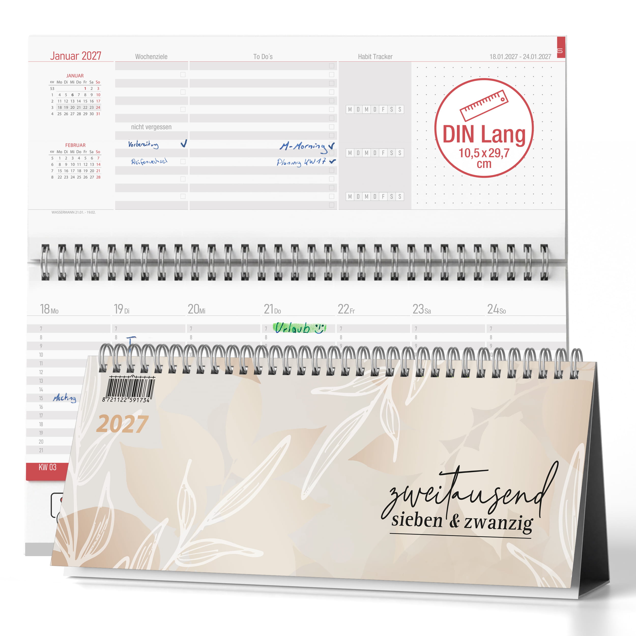 Tischkalender 2027 Beige Bloom