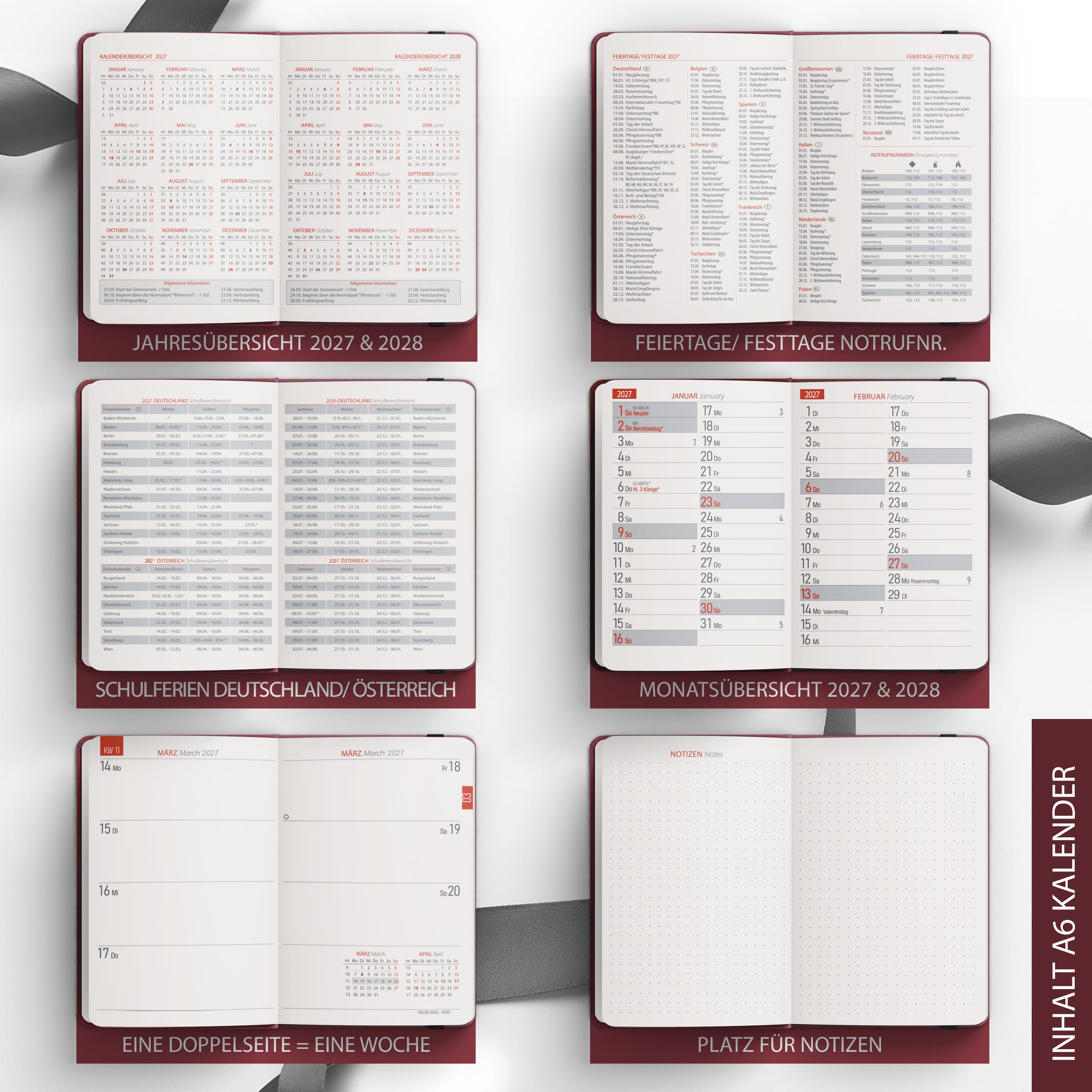 Taschenkalender 2027 A6 Mosaik bunt