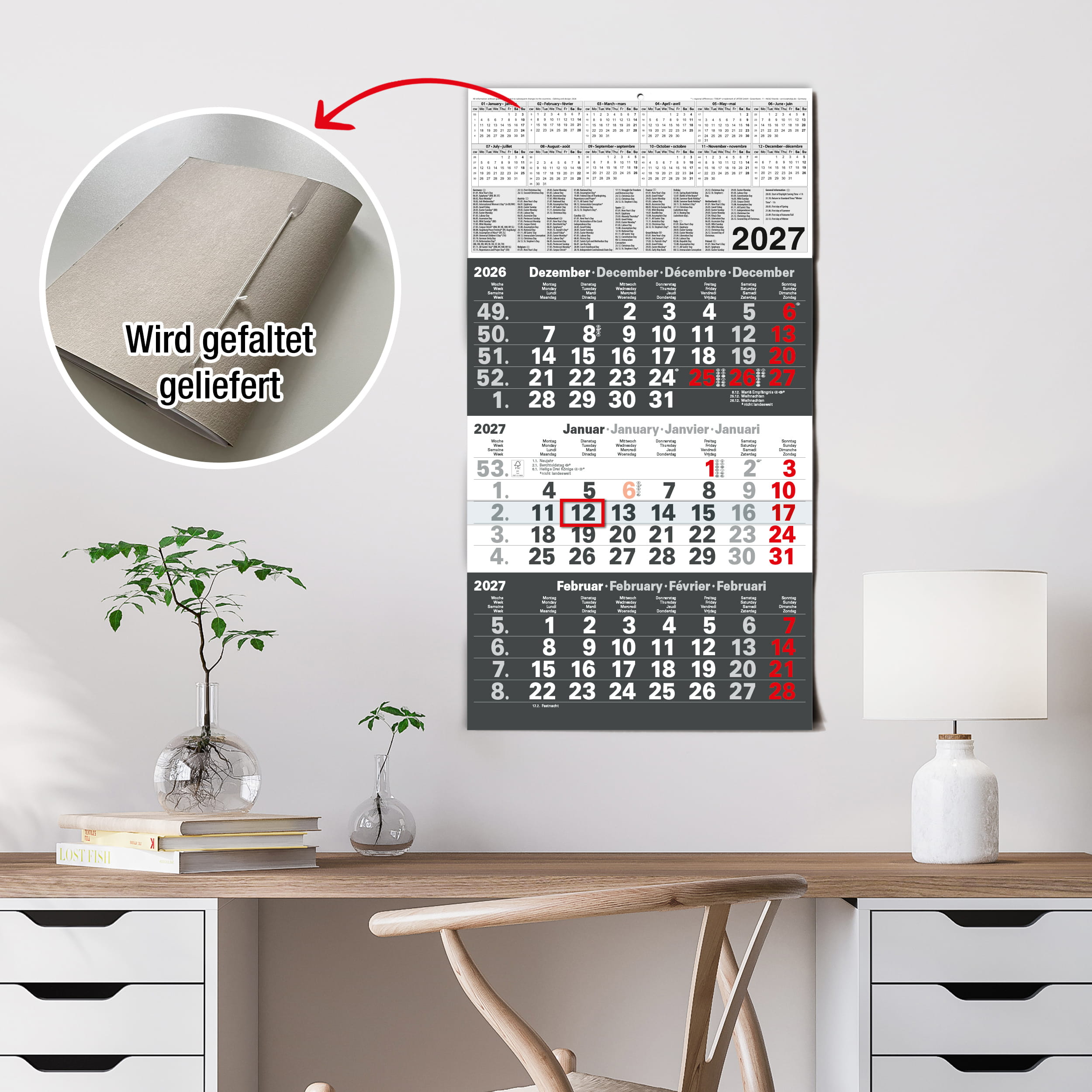 3-Monatskalender 2027 Europe Edition Englisch