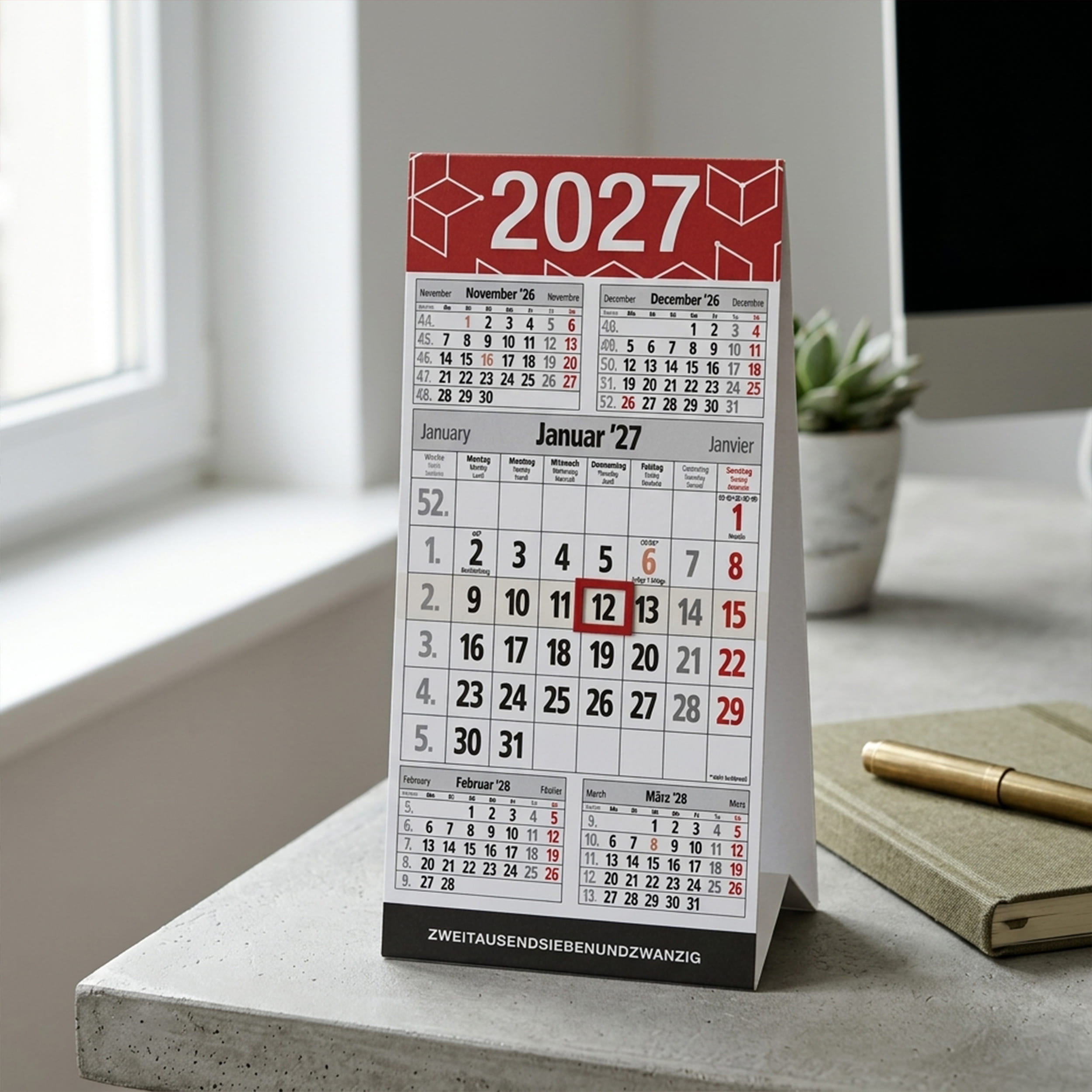 Tischkalender 2027 Senior Notfallkontakte