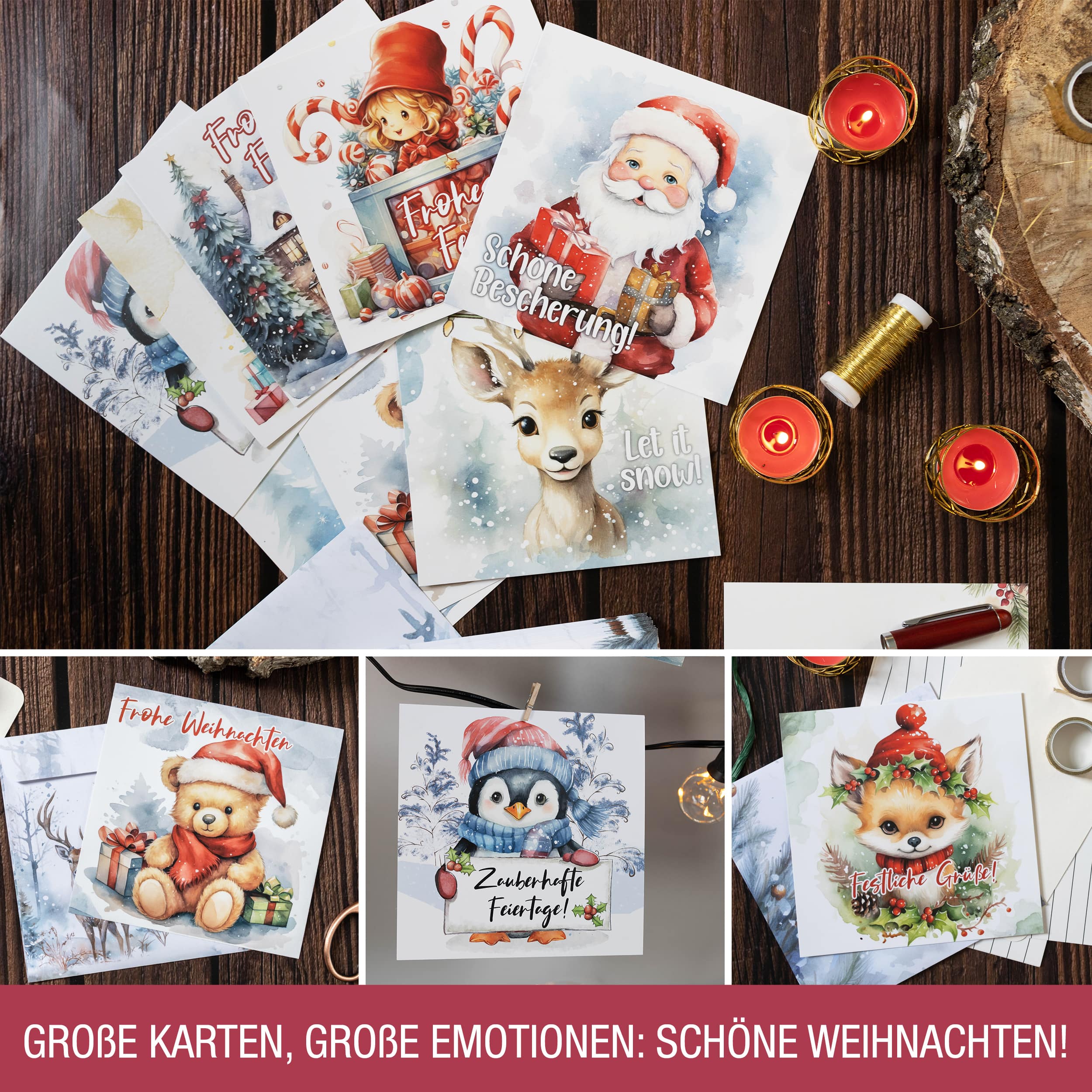 Weihnachtskarten XXL mit Umschlägen