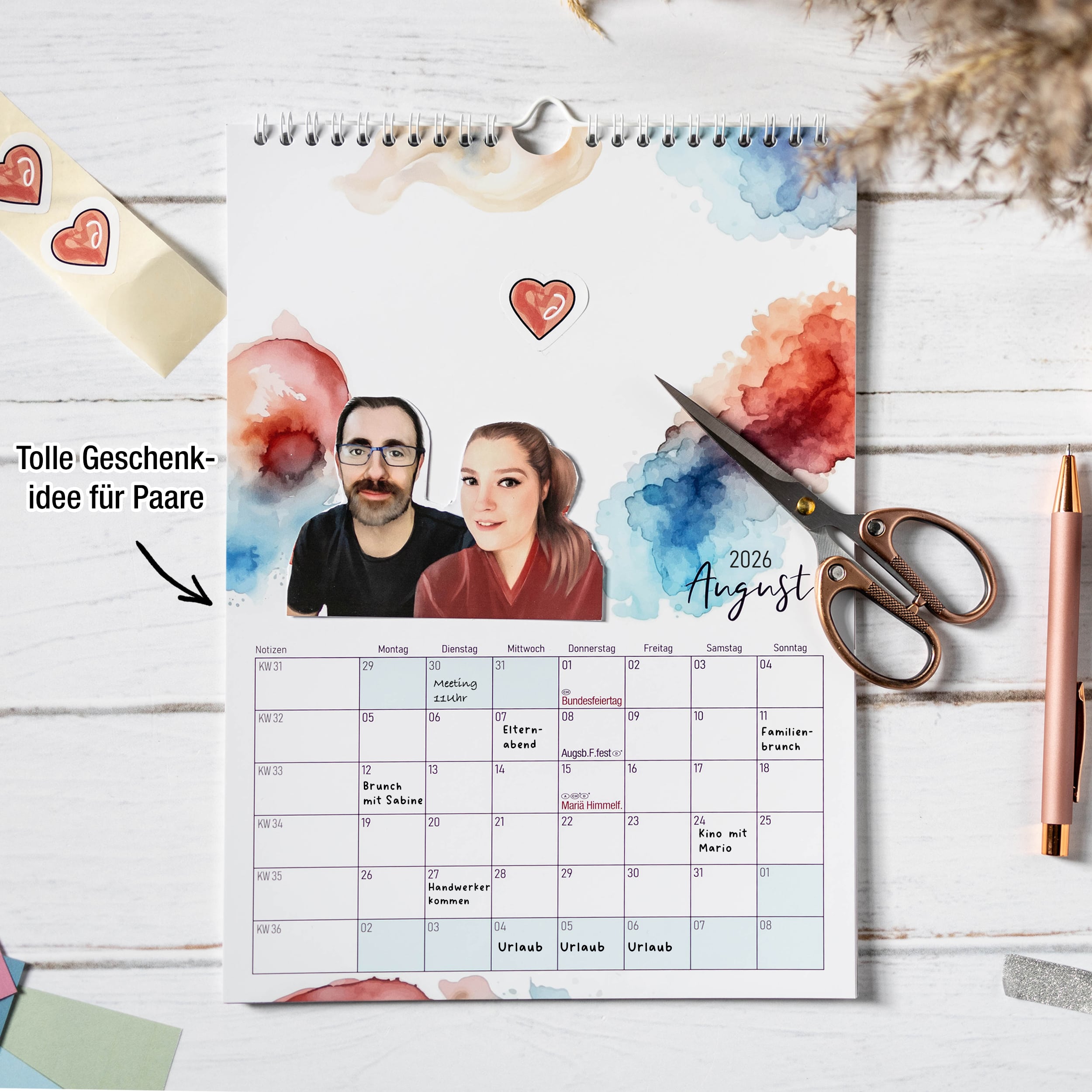 A4 Bastelkalender 2026 "Aquarell"
