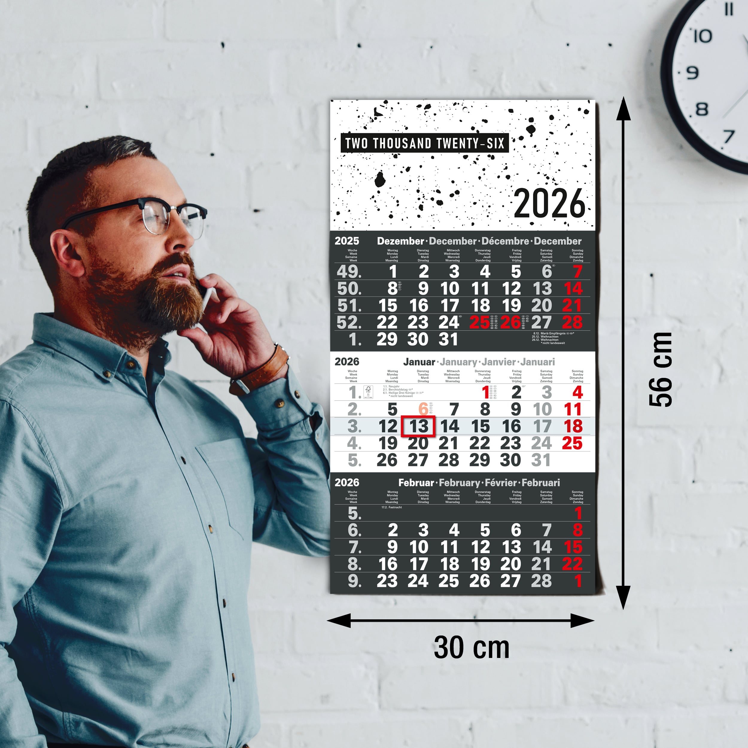 3-Monatskalender 2026 Design