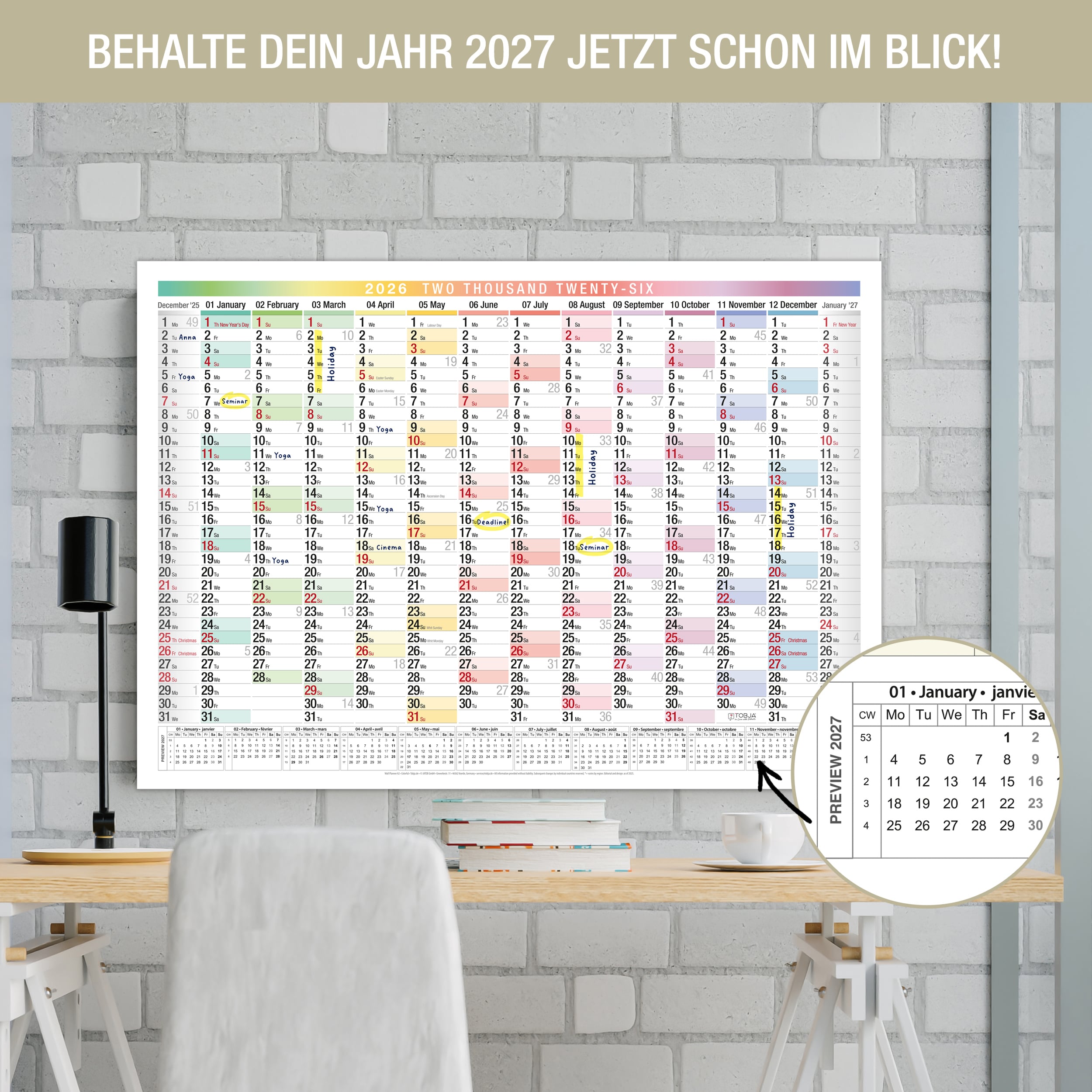 A2 Wandkalender 2026 EU Englisch