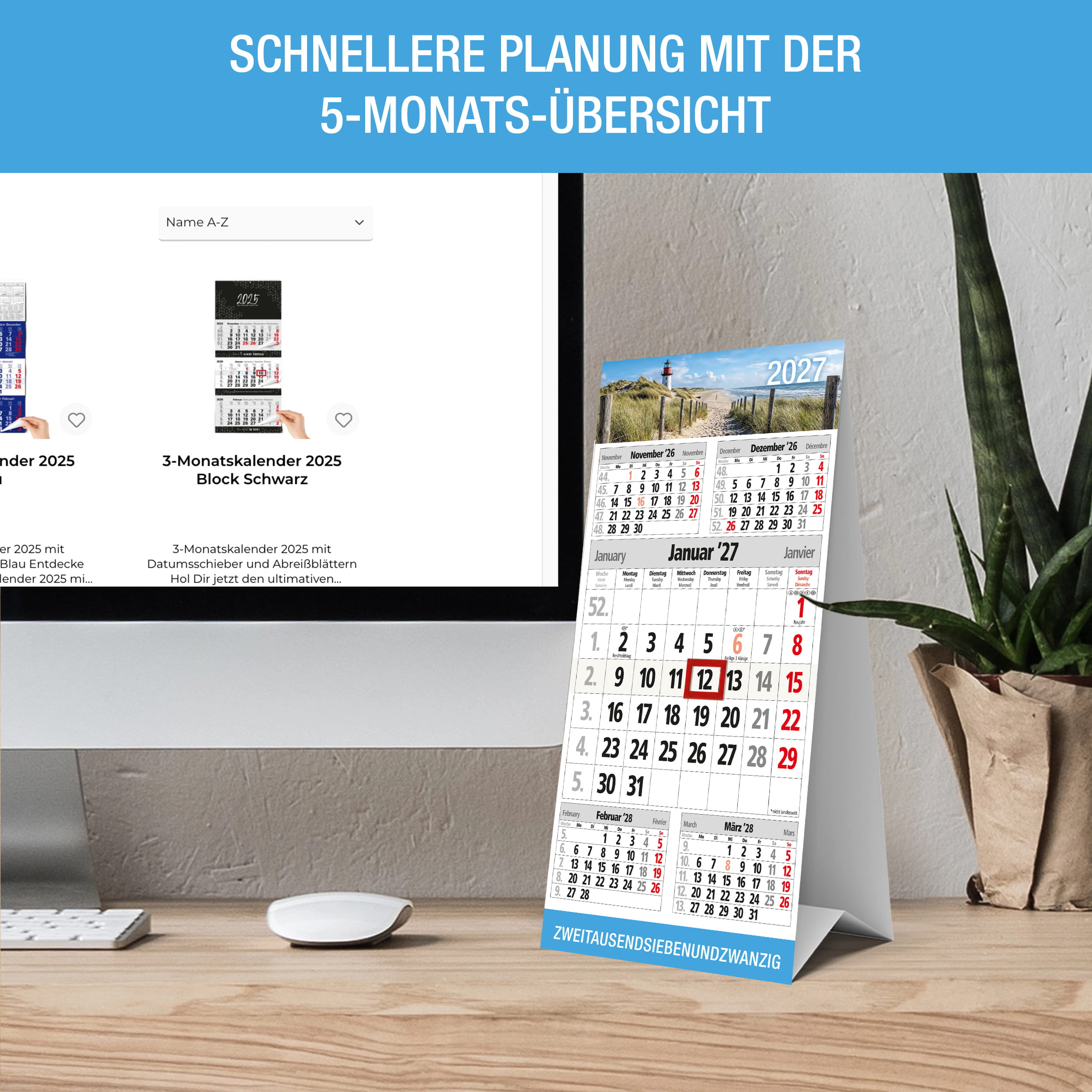Tischkalender 2027 Leuchtturm Nordsee