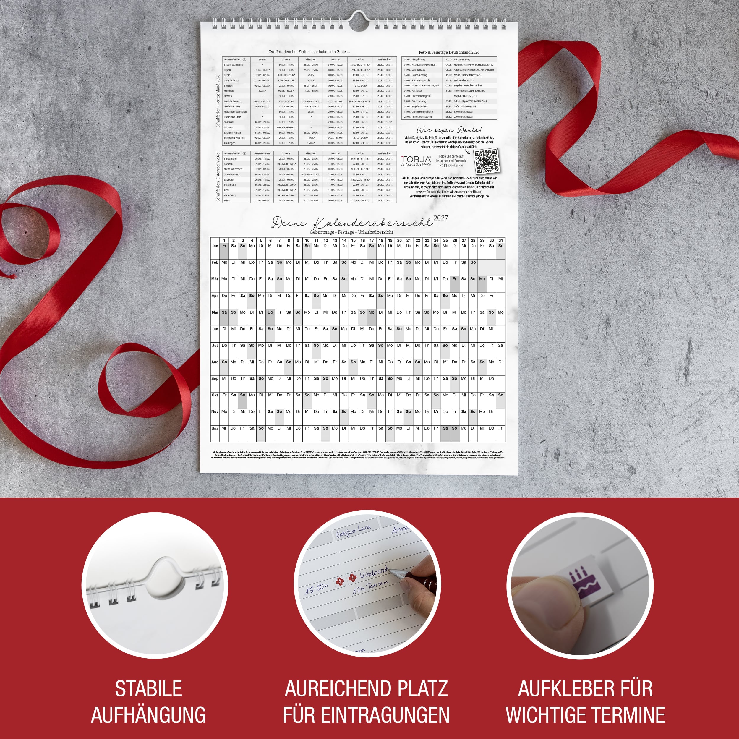 Familienkalender 2026 "Marmor Line"