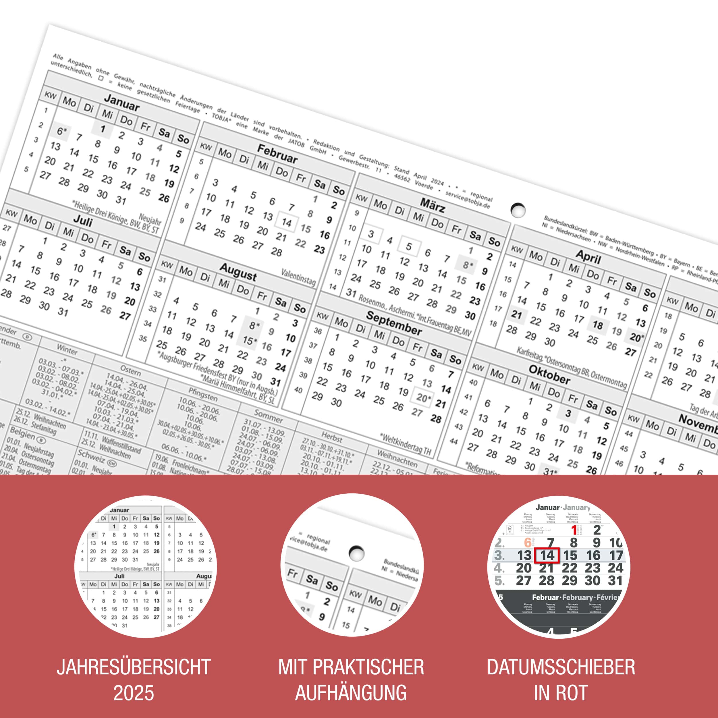 3-Monatskalender 2026 Anthrazit