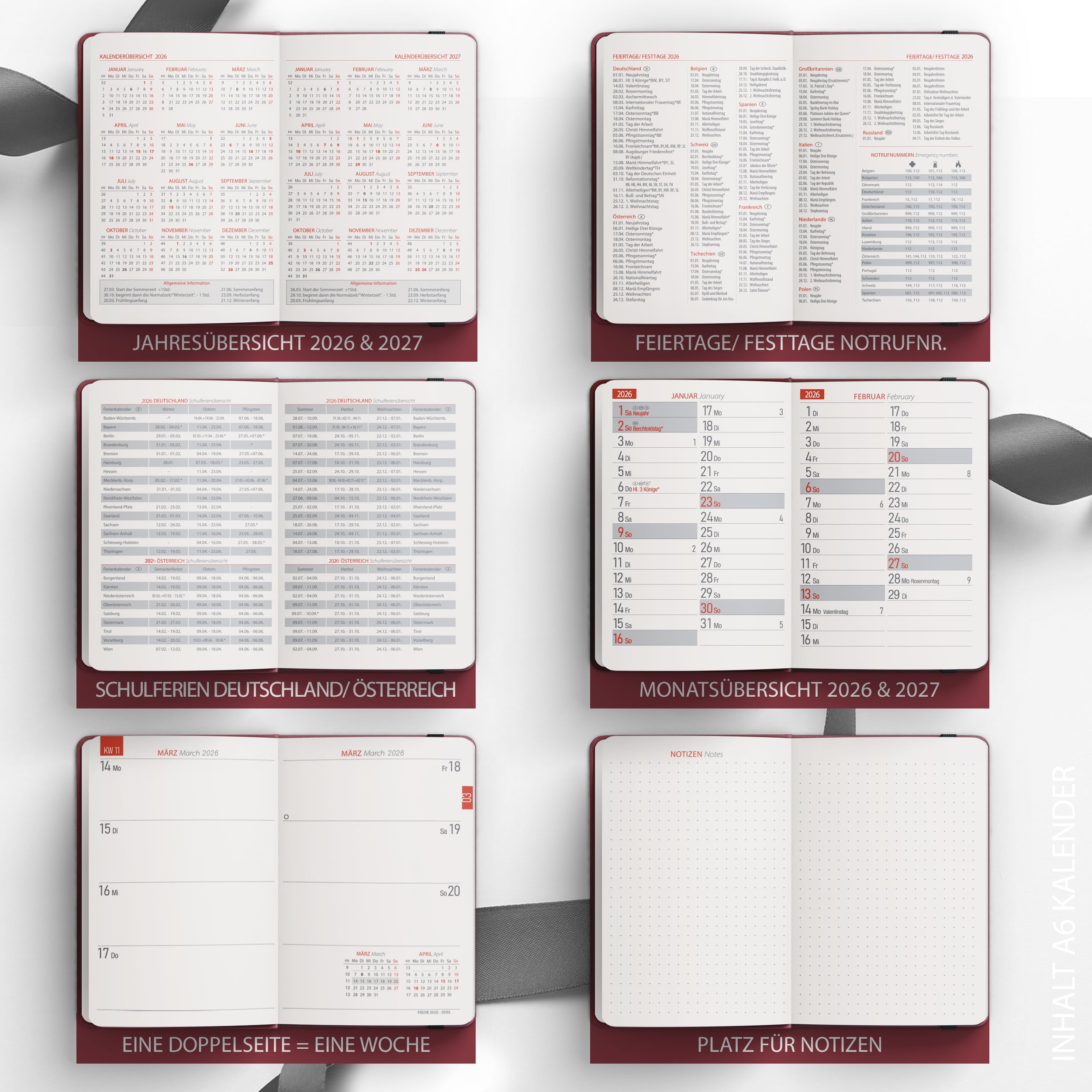 A6 Taschenkalender 2026 "Red success" Kalender