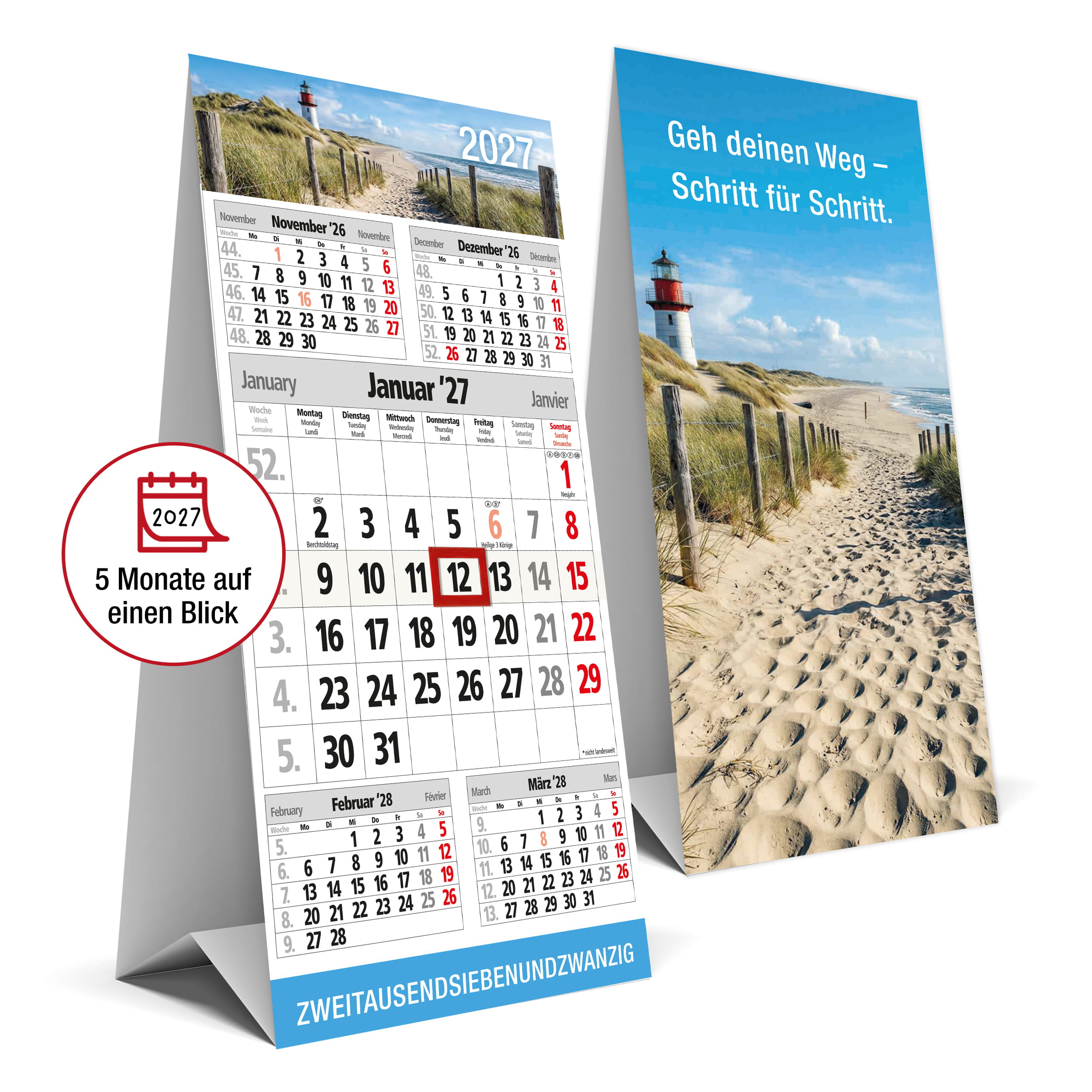 Tischkalender 2027 Leuchtturm Nordsee