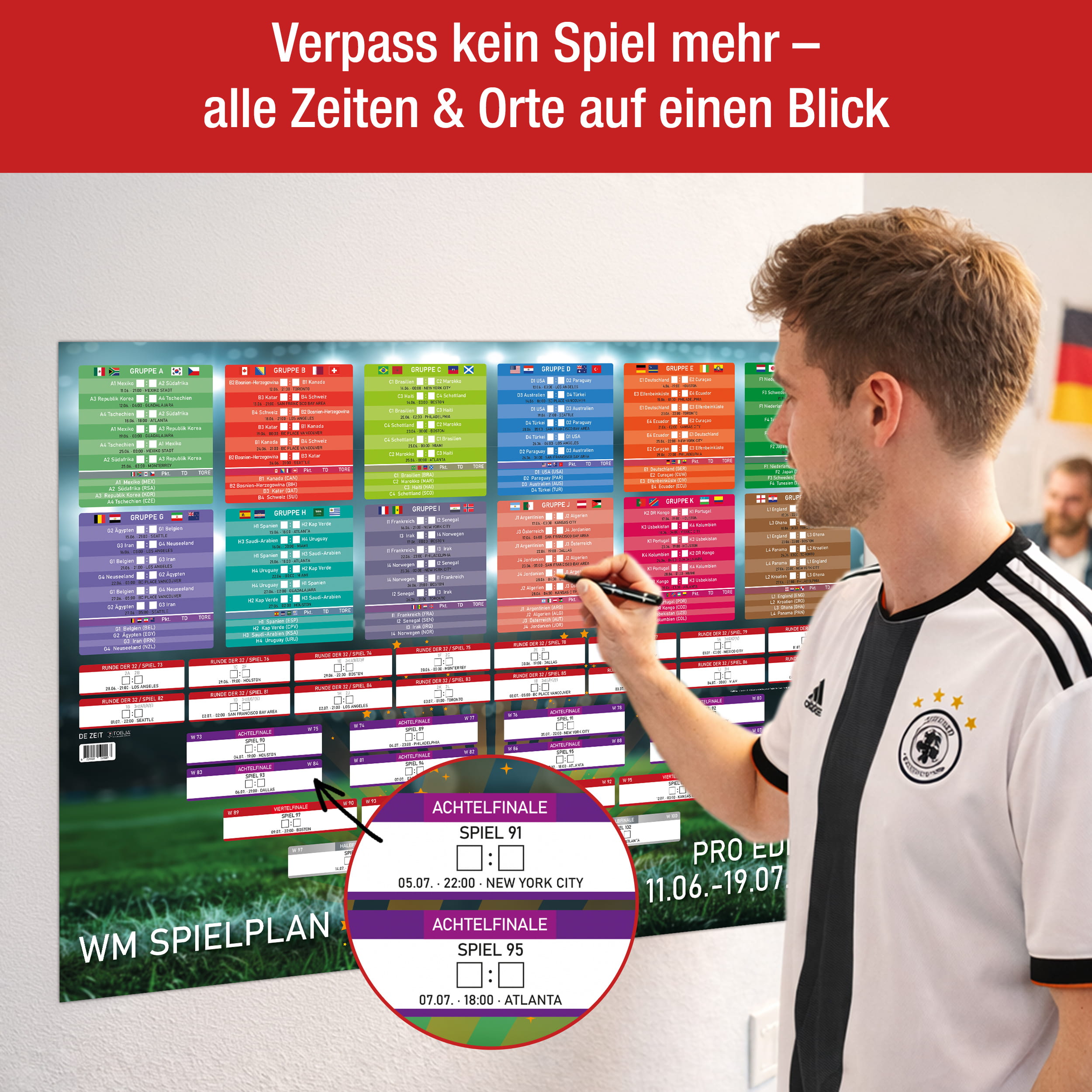 WM 2026 Spielplan DIN A1 – Fußball Poster zum Eintragen