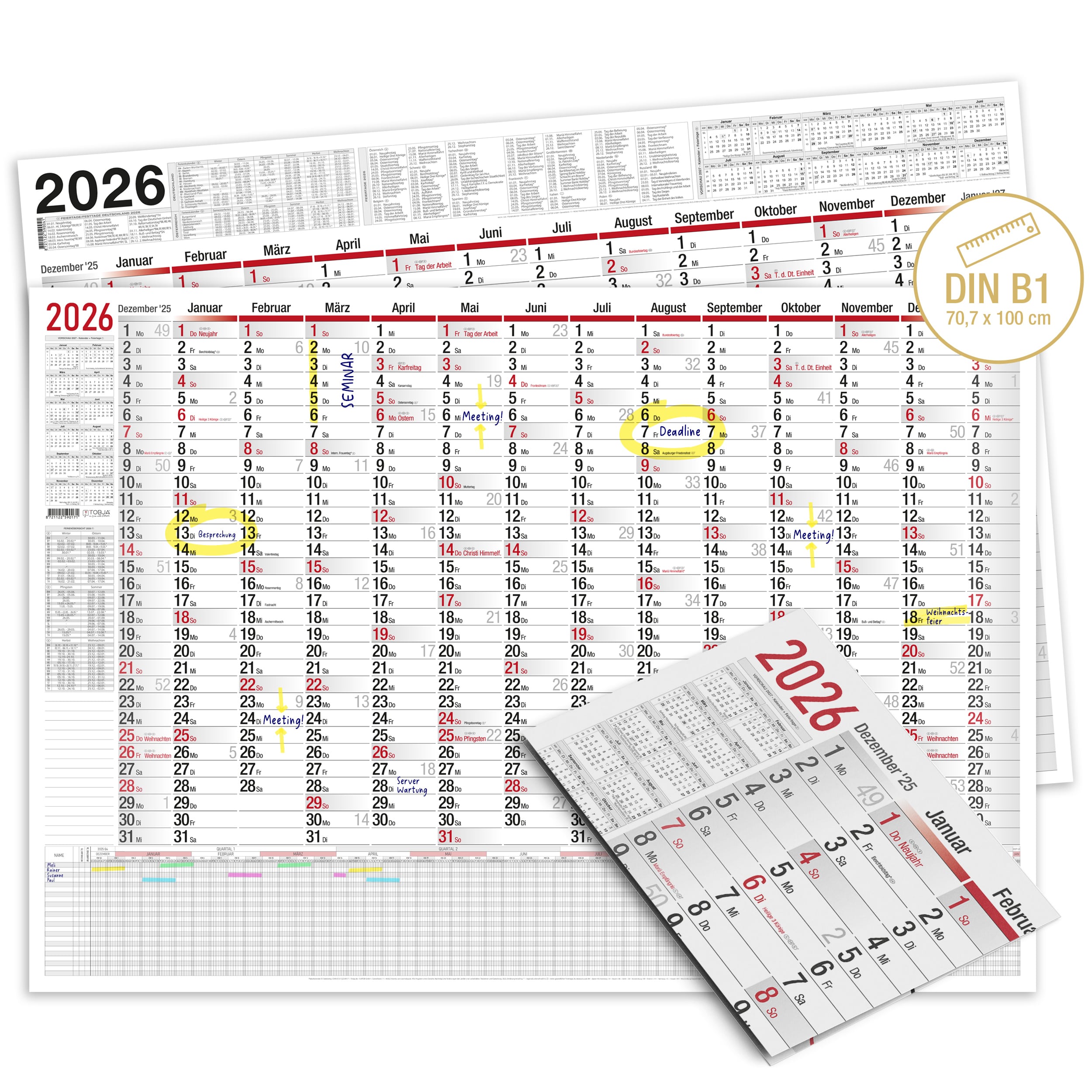 B1 Wandkalender 2026 beidseitig
