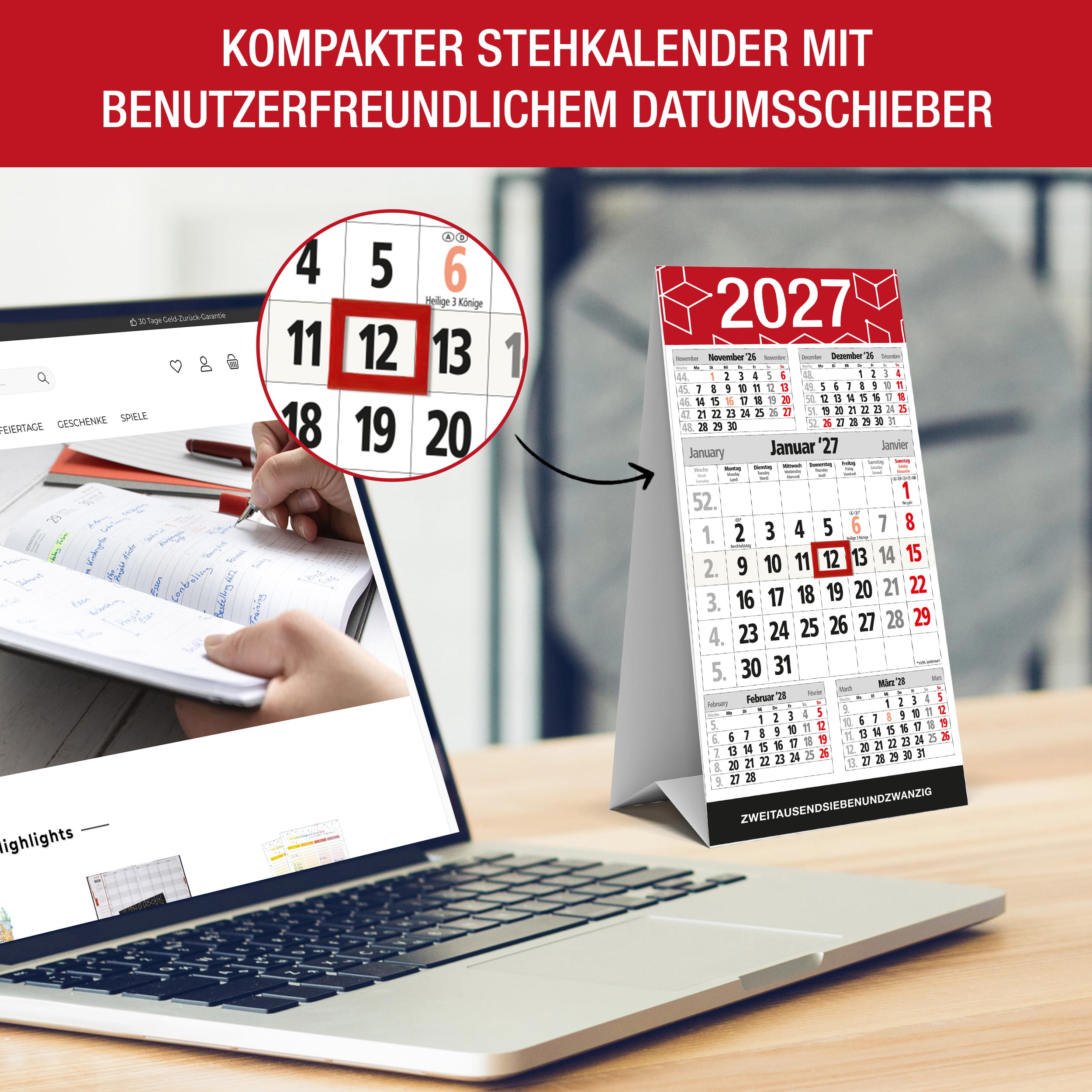 Tischkalender 2027 Senior Notfallkontakte