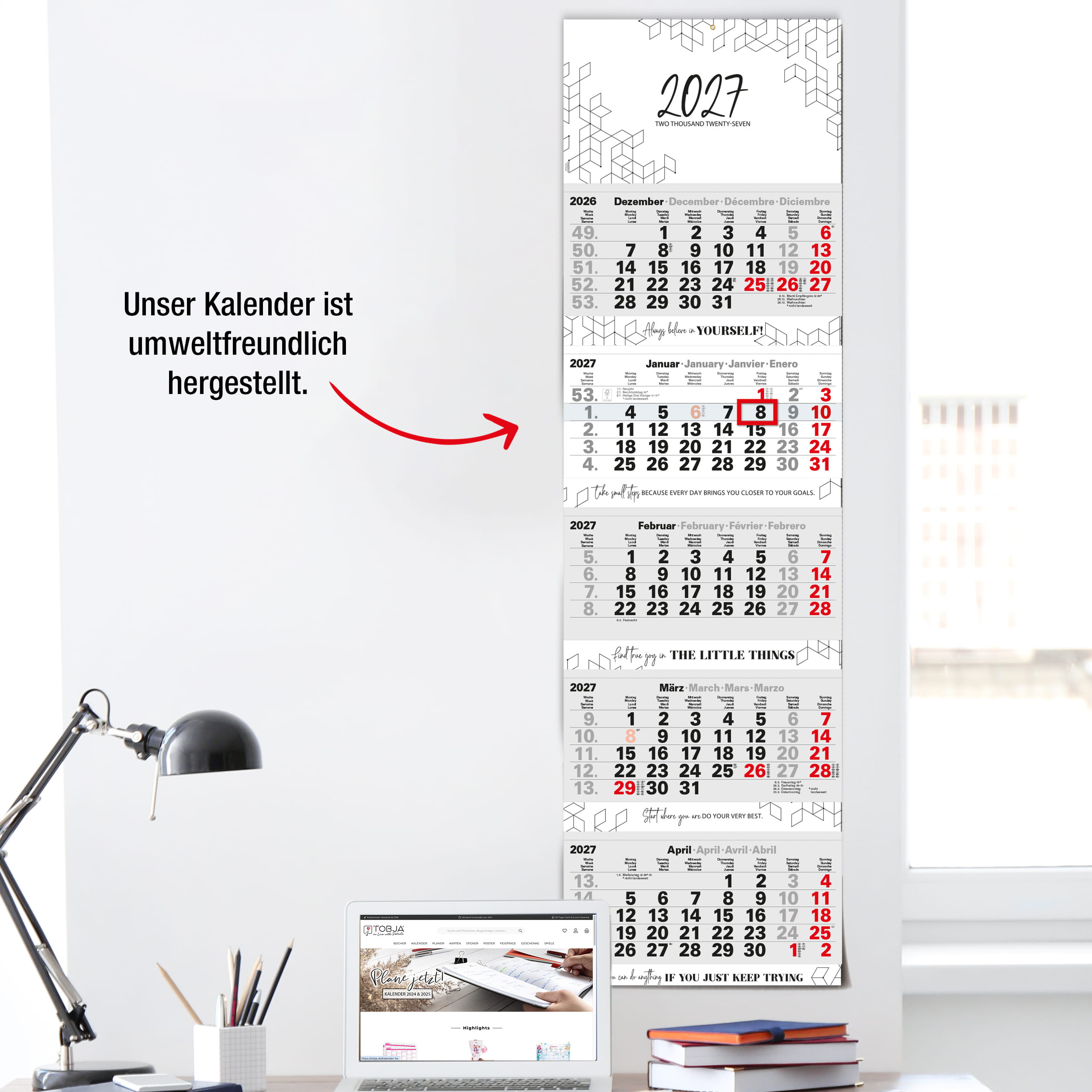 5-Monatskalender 2027 Block XL 33x115
