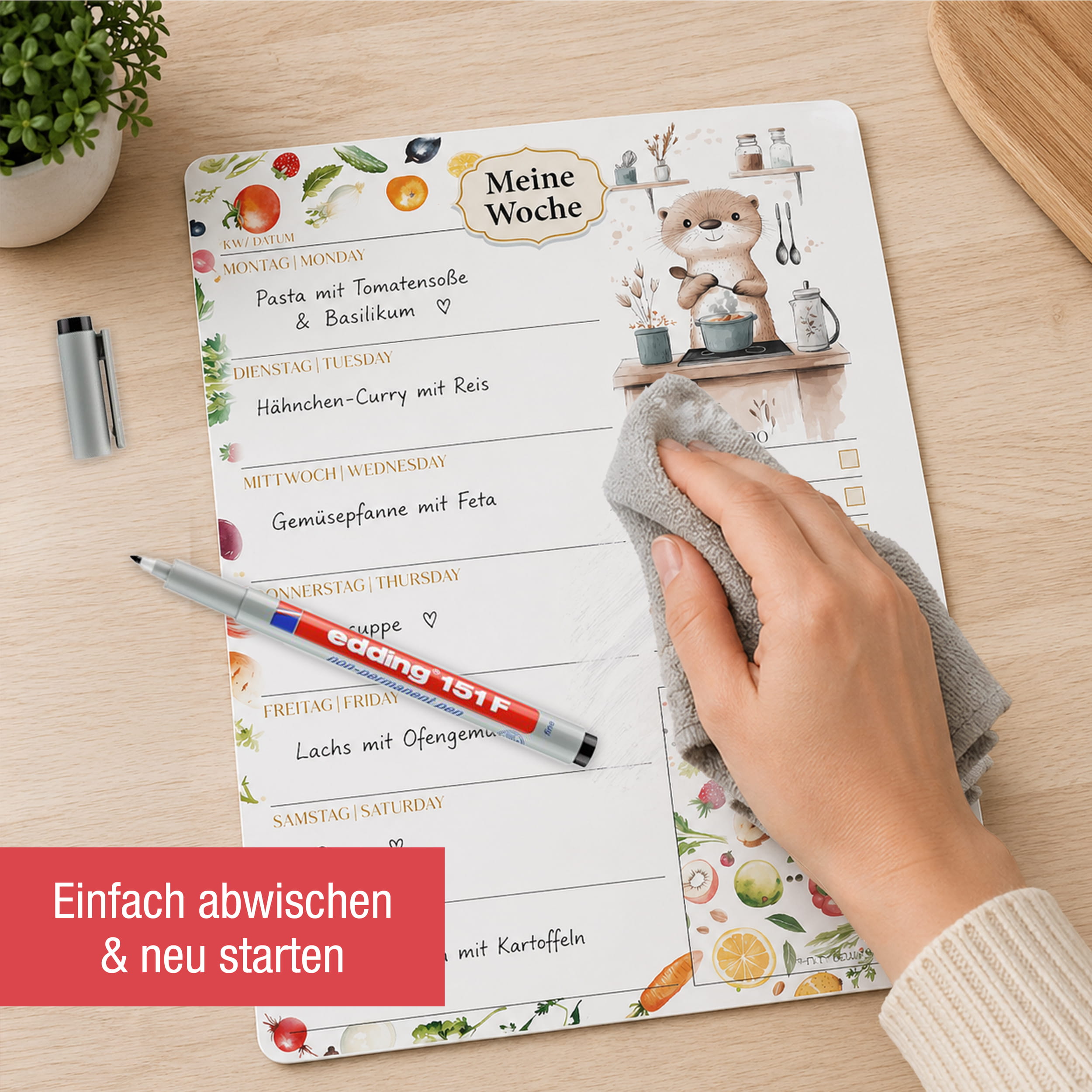 Menüplaner Otterliebe magnetisch A4