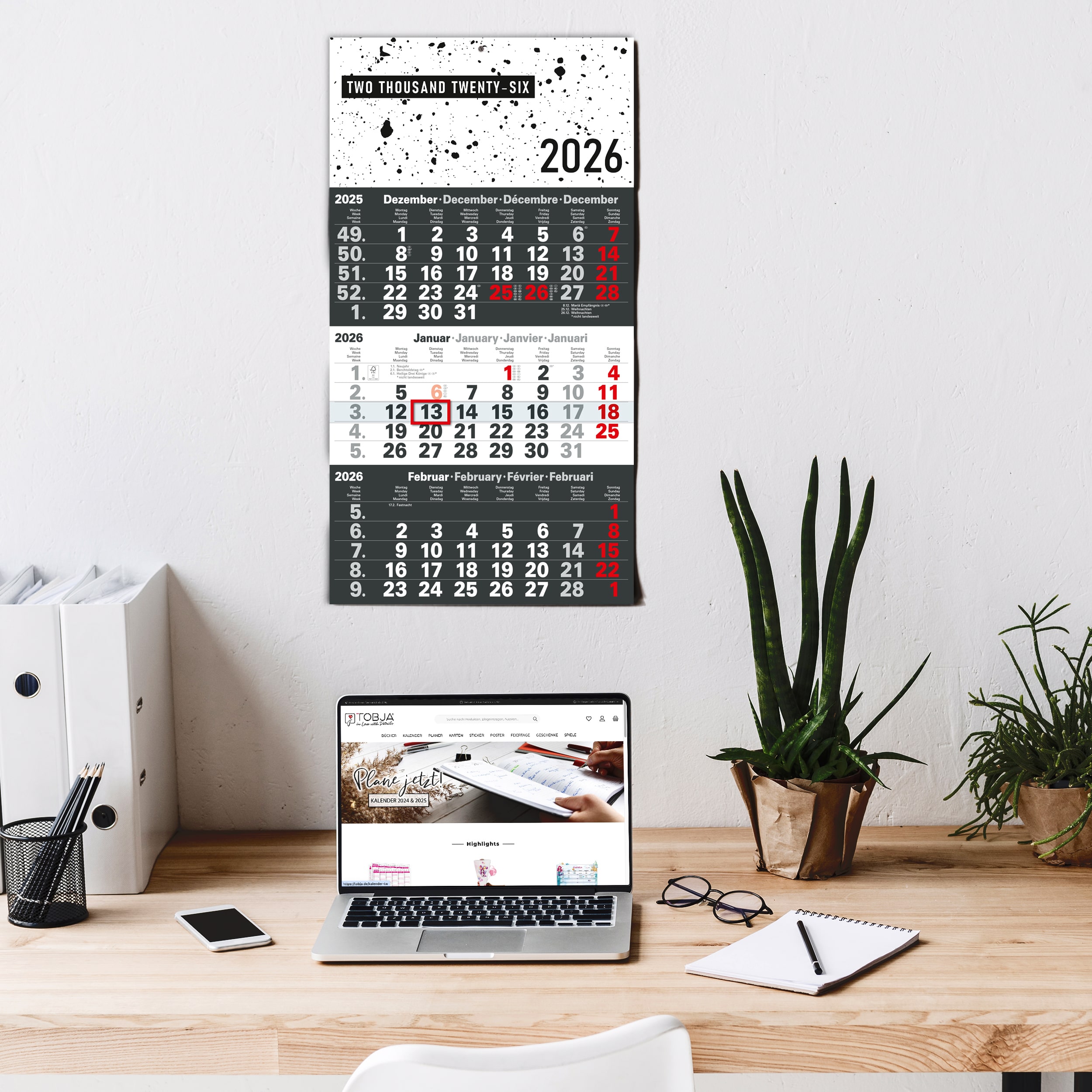 3-Monatskalender 2026 Design