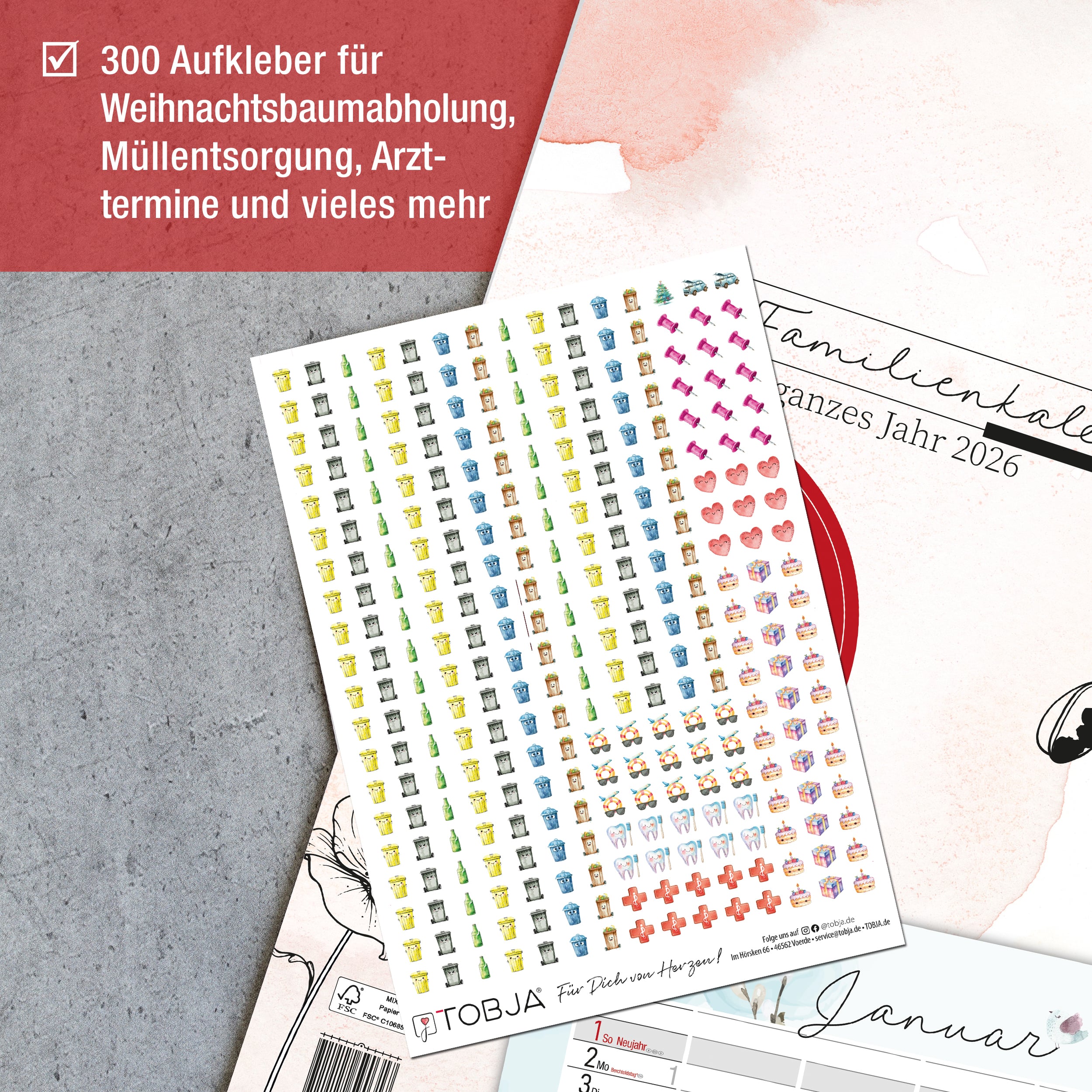 Familienkalender 2026 "Aquarell Line"