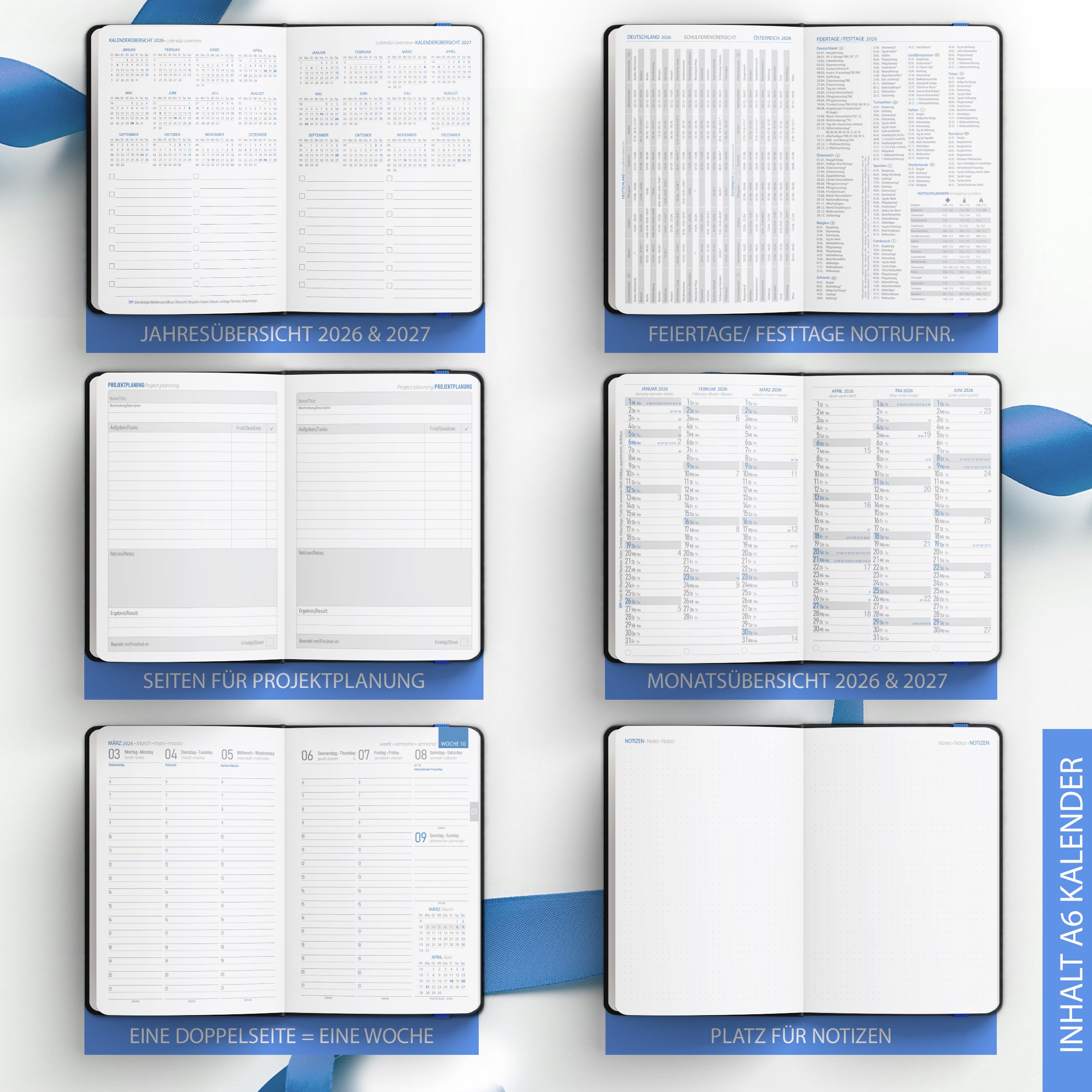 A5 Buchkalender 2026 Nero Blau