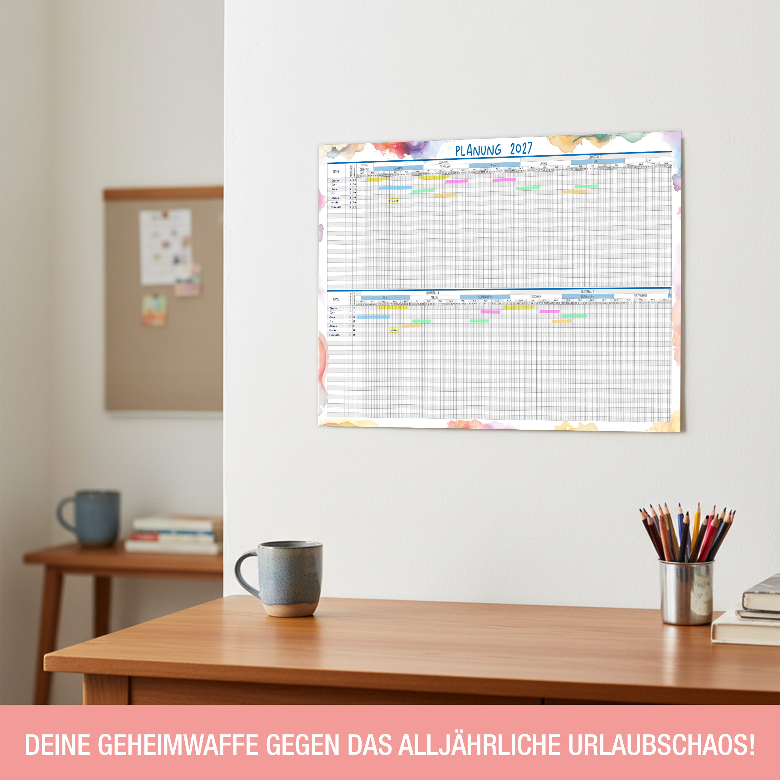 Urlaubsplaner 2027 Aquarell A2
