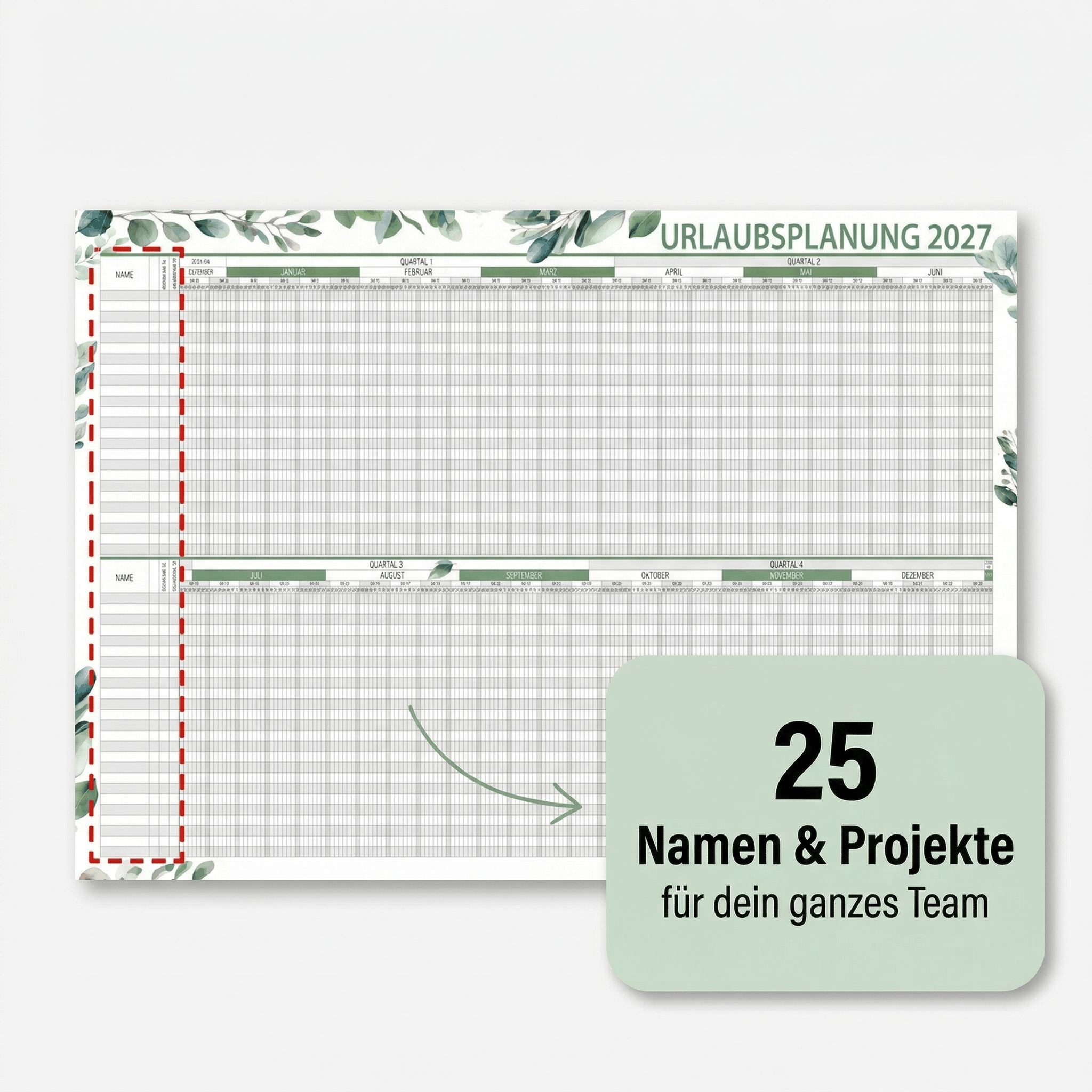 Urlaubsplaner 2027 Eukalyptus A2